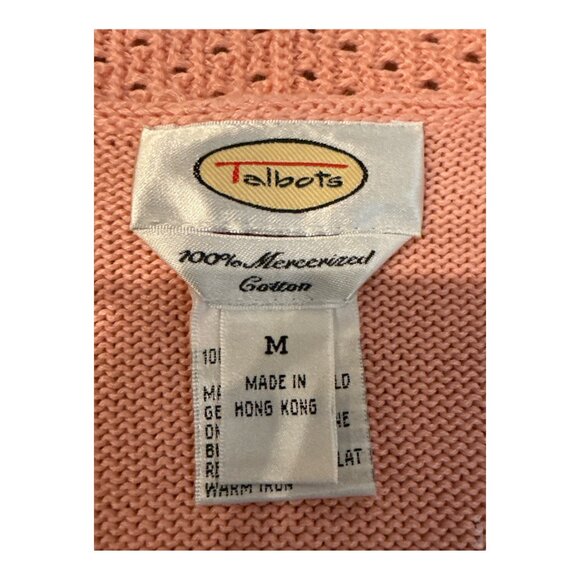 Talbots Pink Long sleeve Knit 5-Button Mercerized Cotton Cardigan Women's Size M - Picture 7 of 9